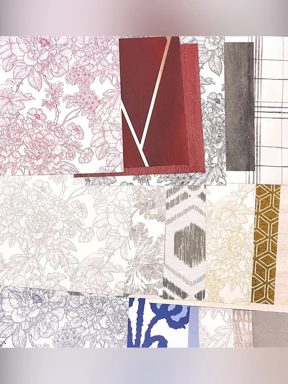 18 Large Assorted Designer Botanical, Floral & Geometric Wallpaper Sample Sheets